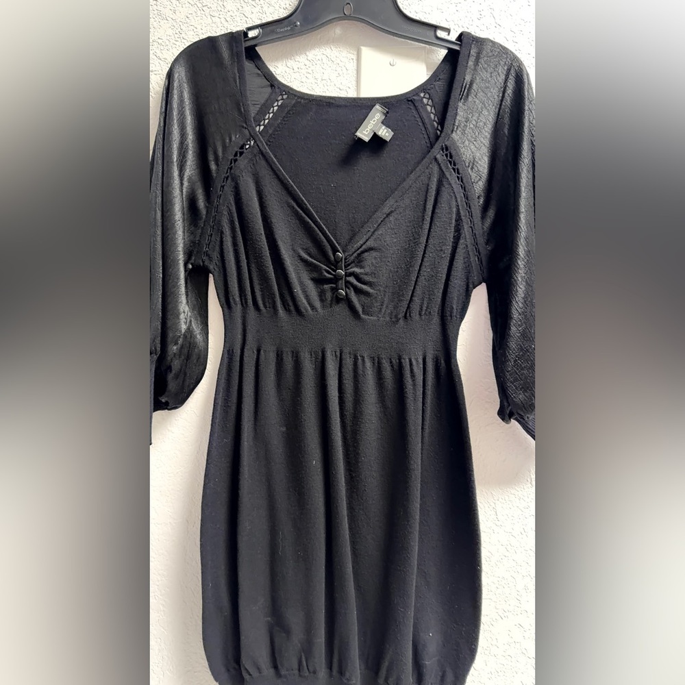 Bebe Classic Black Knit empire waist dress M